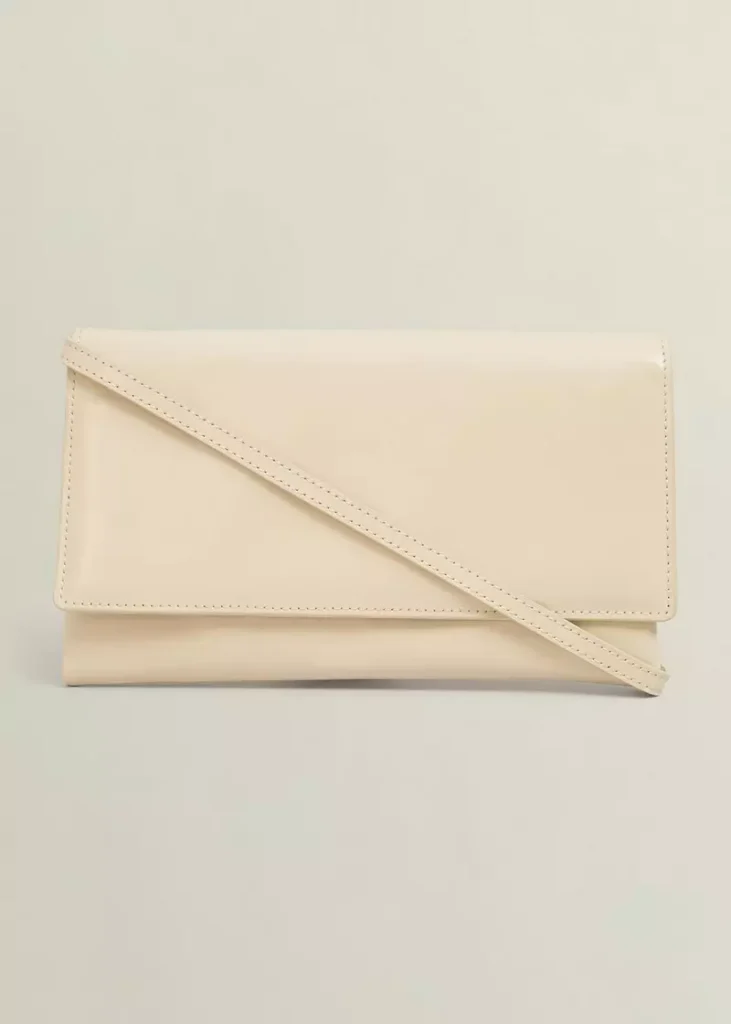 Renata Leather Clutch, Buttercream, hi-res
