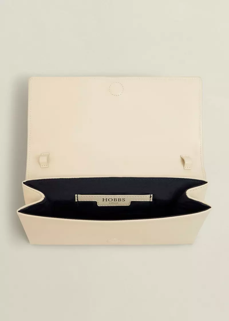 Renata Leather Clutch, Buttercream, hi-res