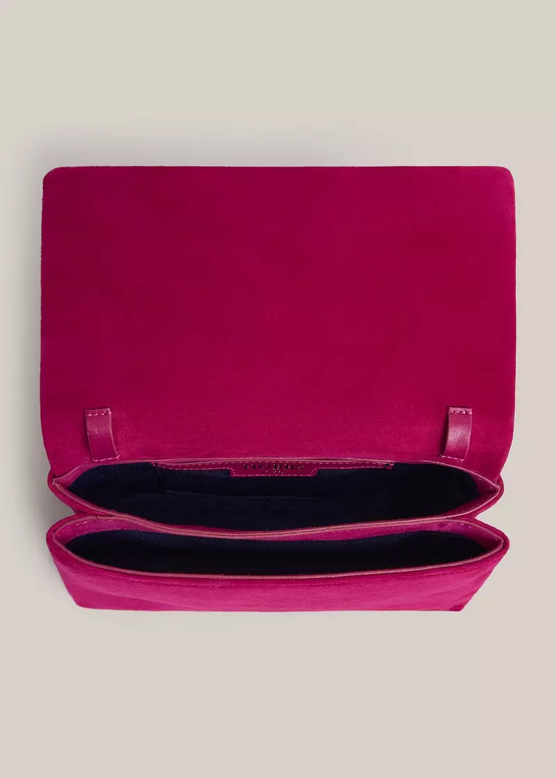 Jas Suede Clutch, Bright Pink, hi-res
