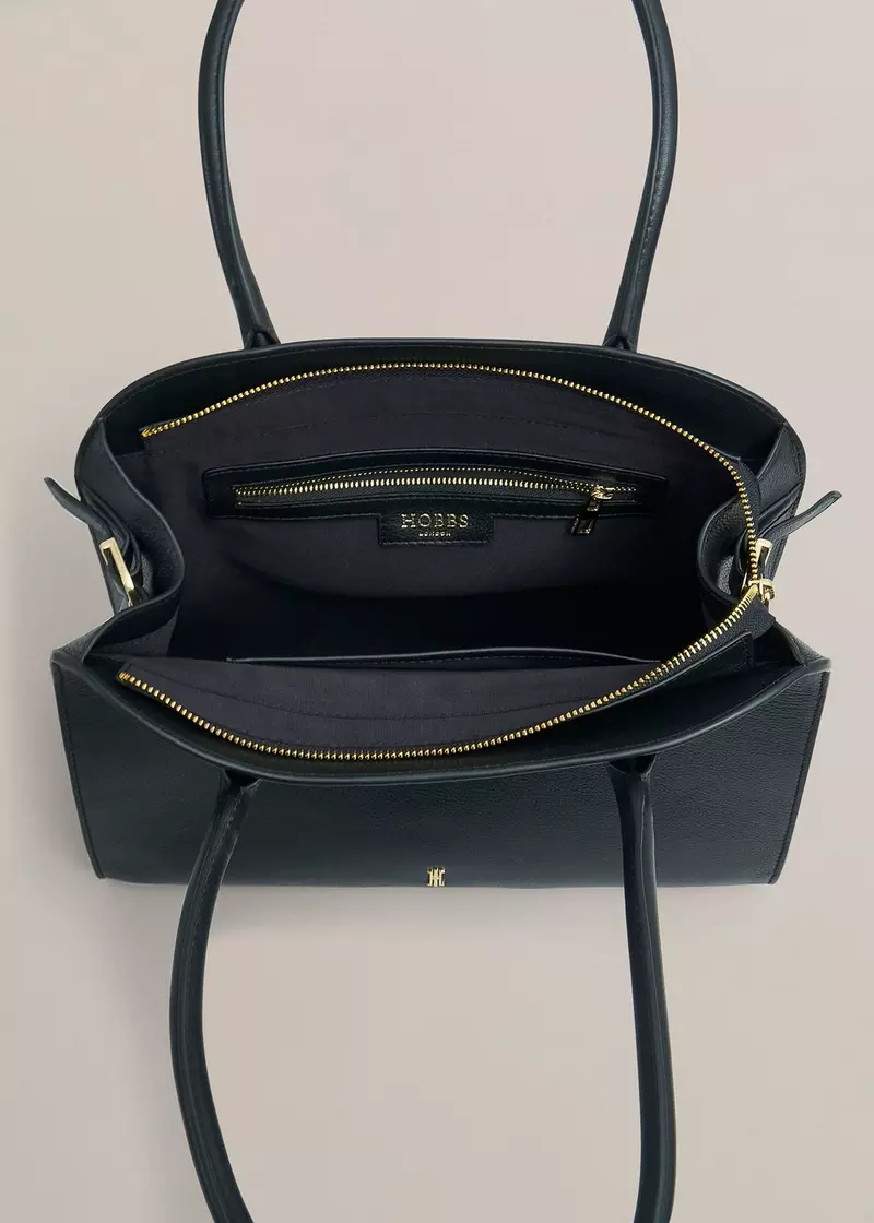 Alexis Leather Shoulder Bag, Black, hi-res