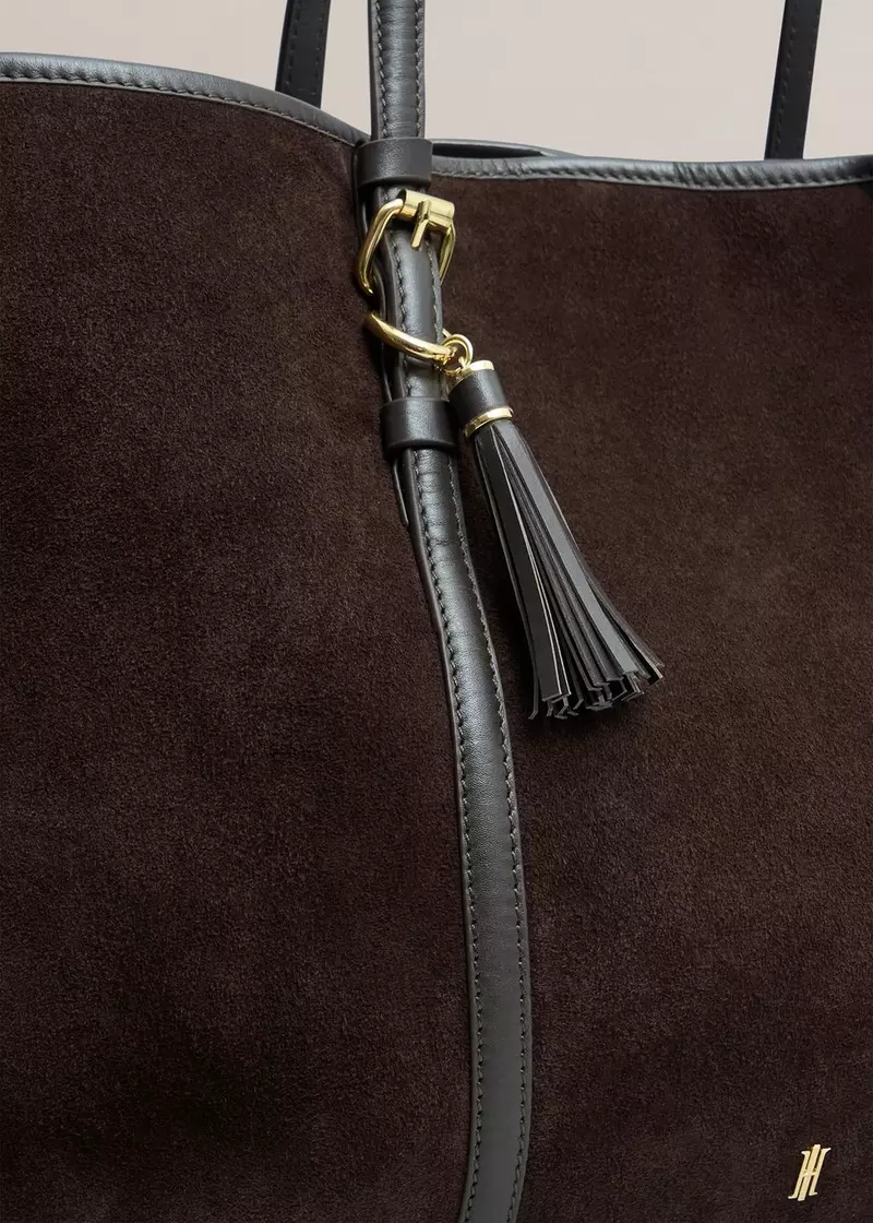 Kyra Suede Tote Bag, Chocolate Brown, hi-res