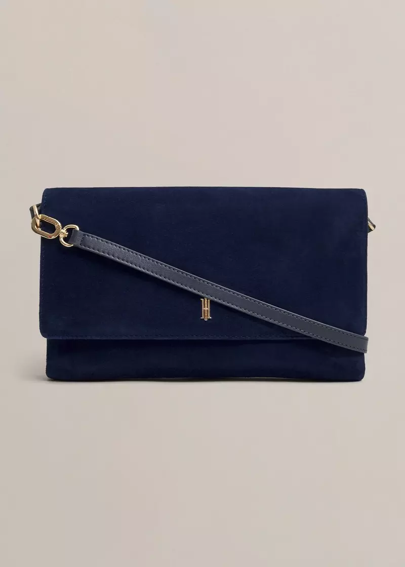 Ashley Suede Clutch, Midnight Navy, hi-res