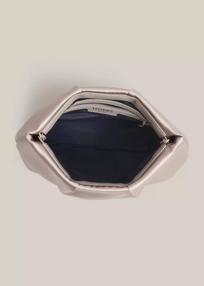 Clifton Satin Clutch, Champagne, hi-res