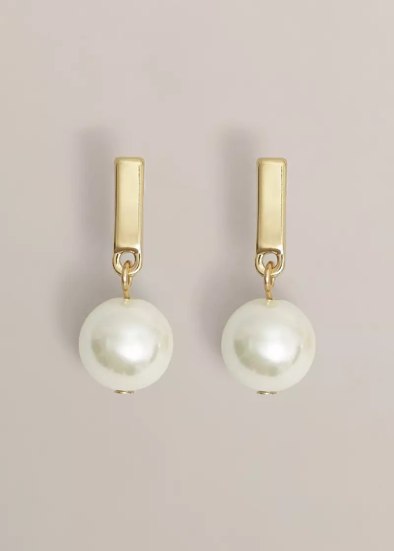 Aria Pearl Earrings, Ivory Gold, hi-res