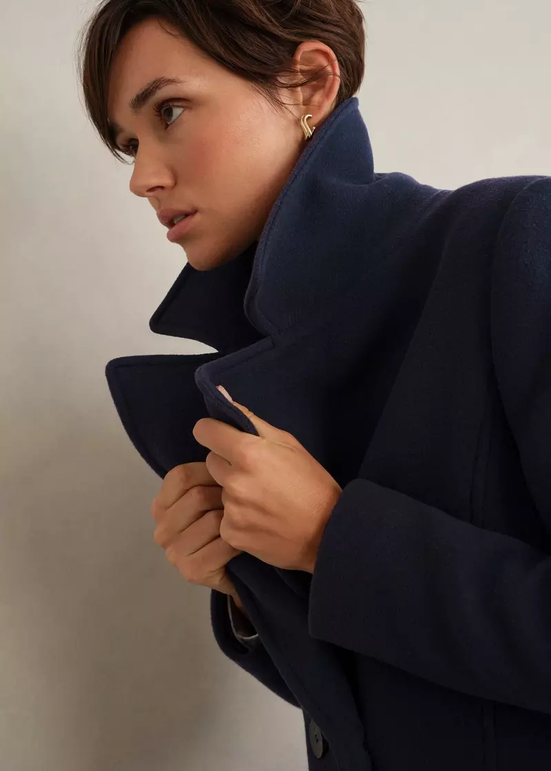 Betsy Cashmere Blend Coat, Navy, hi-res