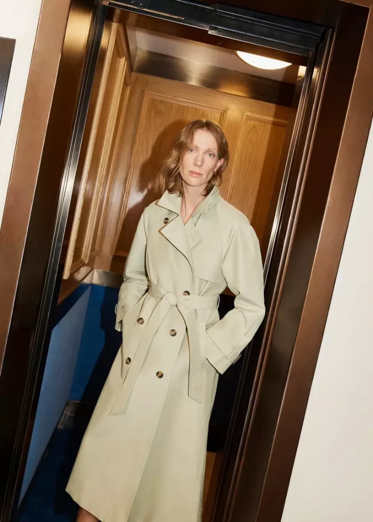 Riley Sage Green Trench Coat , Pale Sage Green, hi-res