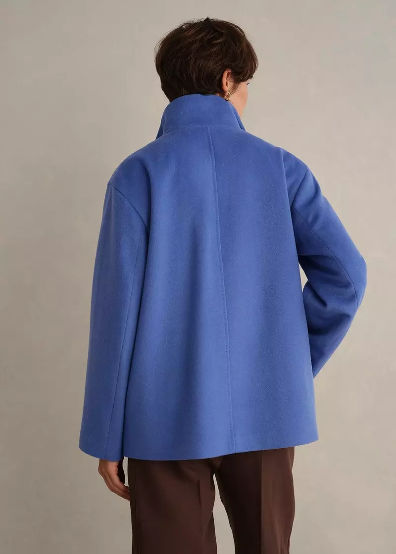 Remi Wool Blend Funnel Neck Jacket, Thistle Blue, hi-res