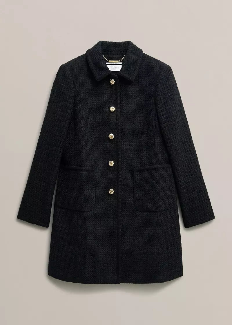 Evangeline Tweed Coat, Black, hi-res