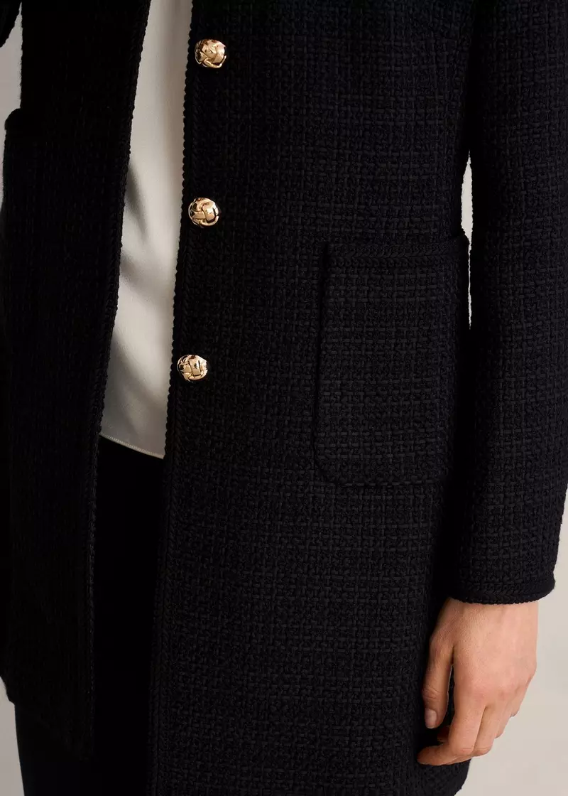 Evangeline Tweed Coat, Black, hi-res