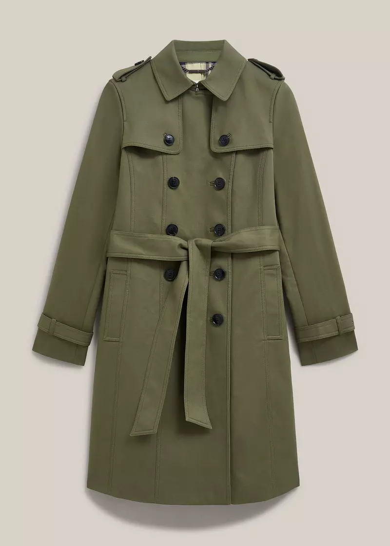 Skylar Shower Resistant Trench Coat, Olive Green, hi-res