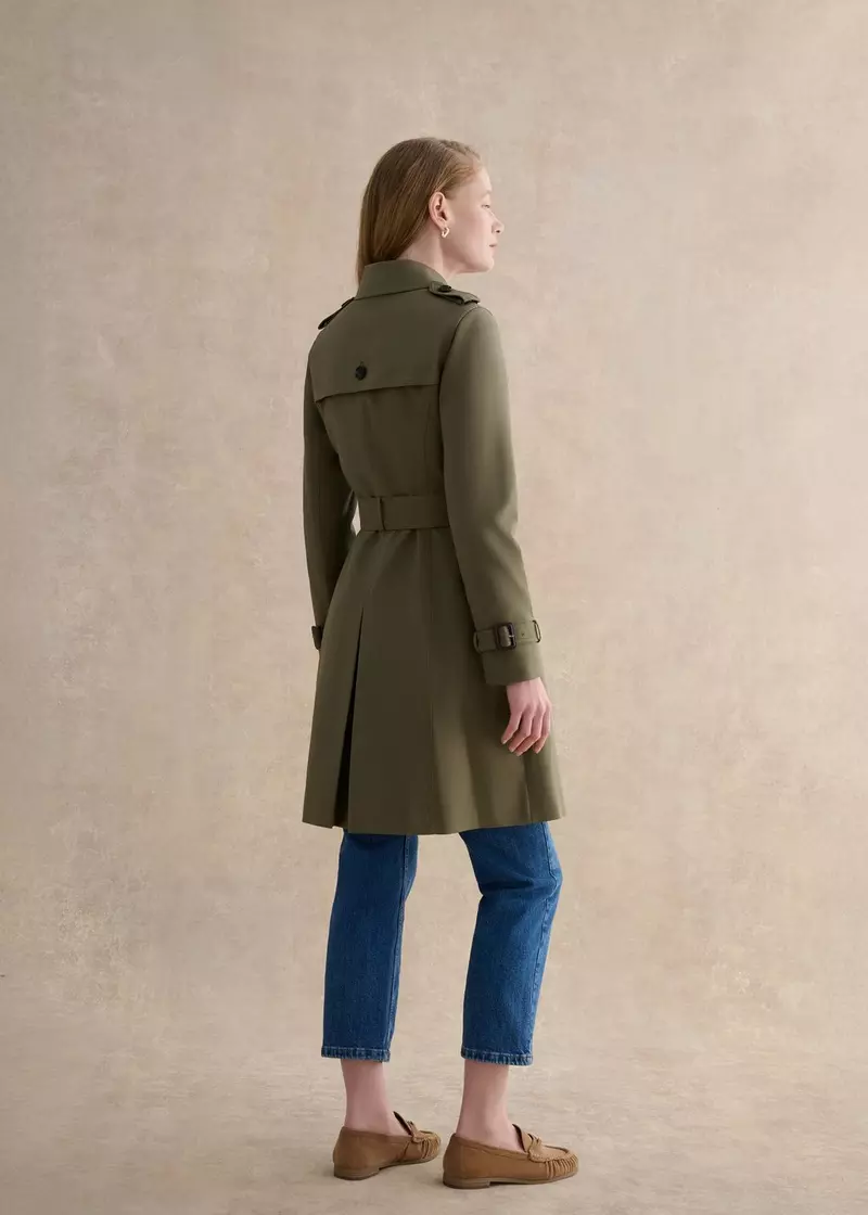 Skylar Shower Resistant Trench Coat, Olive Green, hi-res