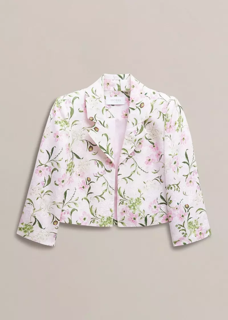 Lana Floral Jacquard Jacket, Pale Pink Multi, hi-res
