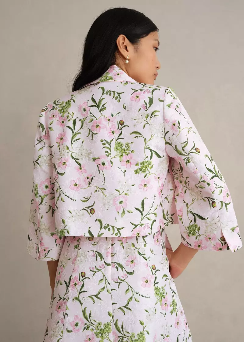 Lana Floral Jacquard Jacket, Pale Pink Multi, hi-res
