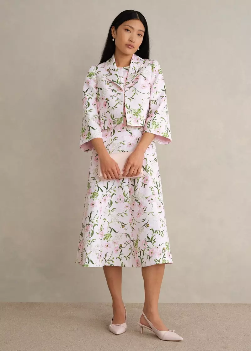 Lana Floral Jacquard Jacket, Pale Pink Multi, hi-res