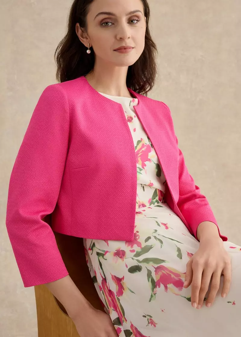 Elize Textured Jacket, Bright Pink, hi-res