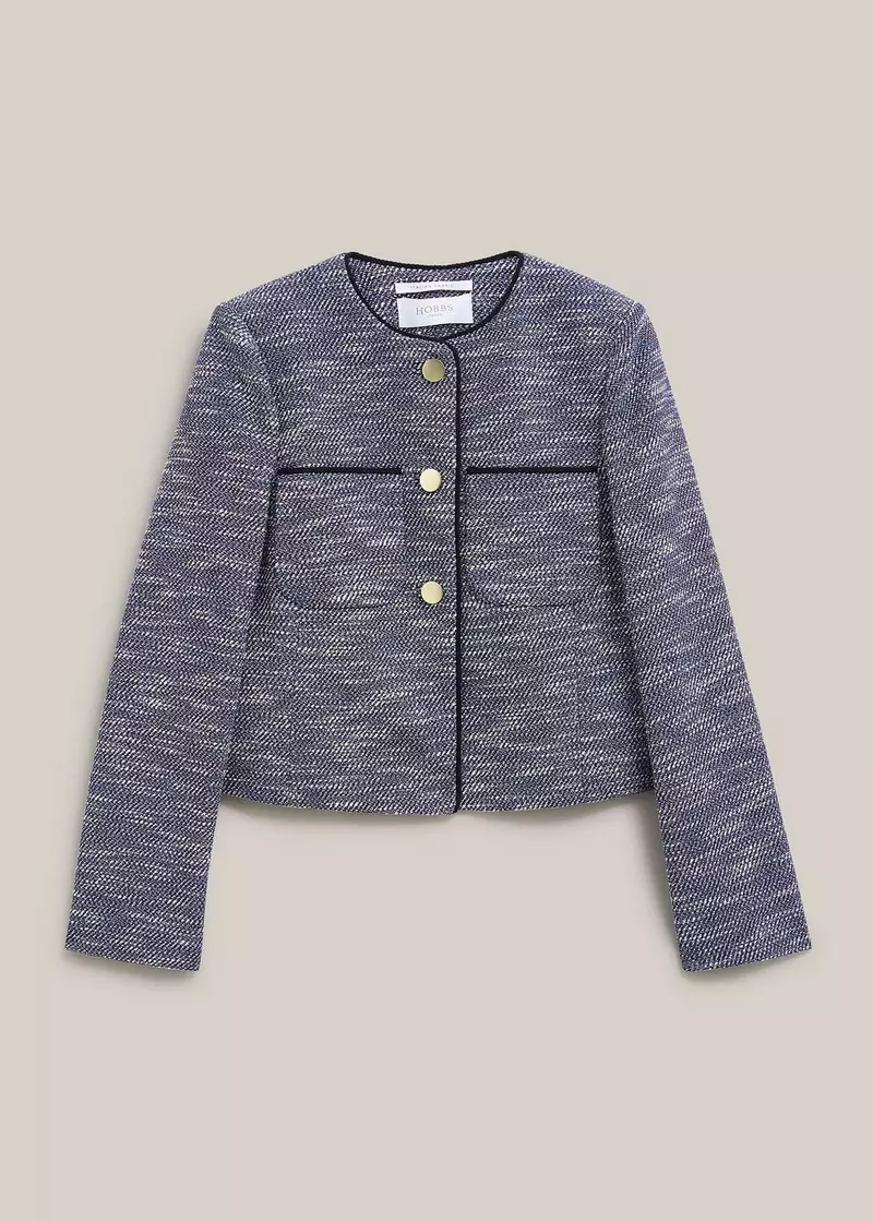 Aleena Tweed Blazer , Navy White, hi-res