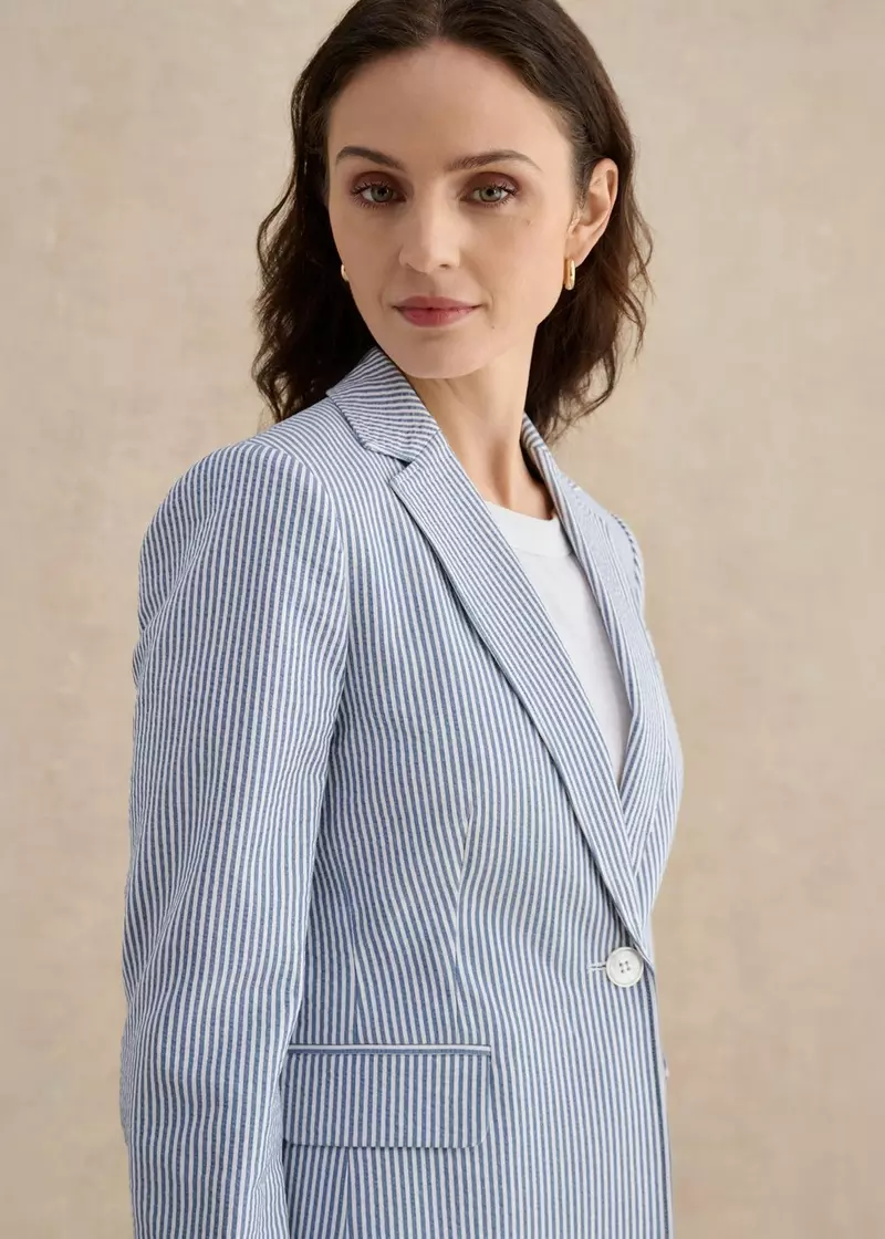 Blake Seersucker Jacket, Blue White, hi-res