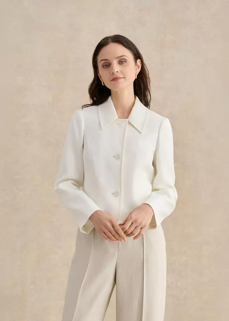 Adeen Linen Jacket, Ivory, hi-res