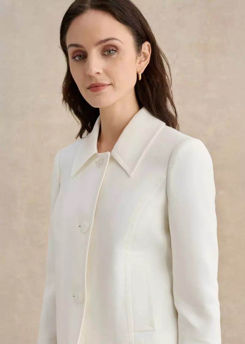 Adeen Linen Jacket, Ivory, hi-res