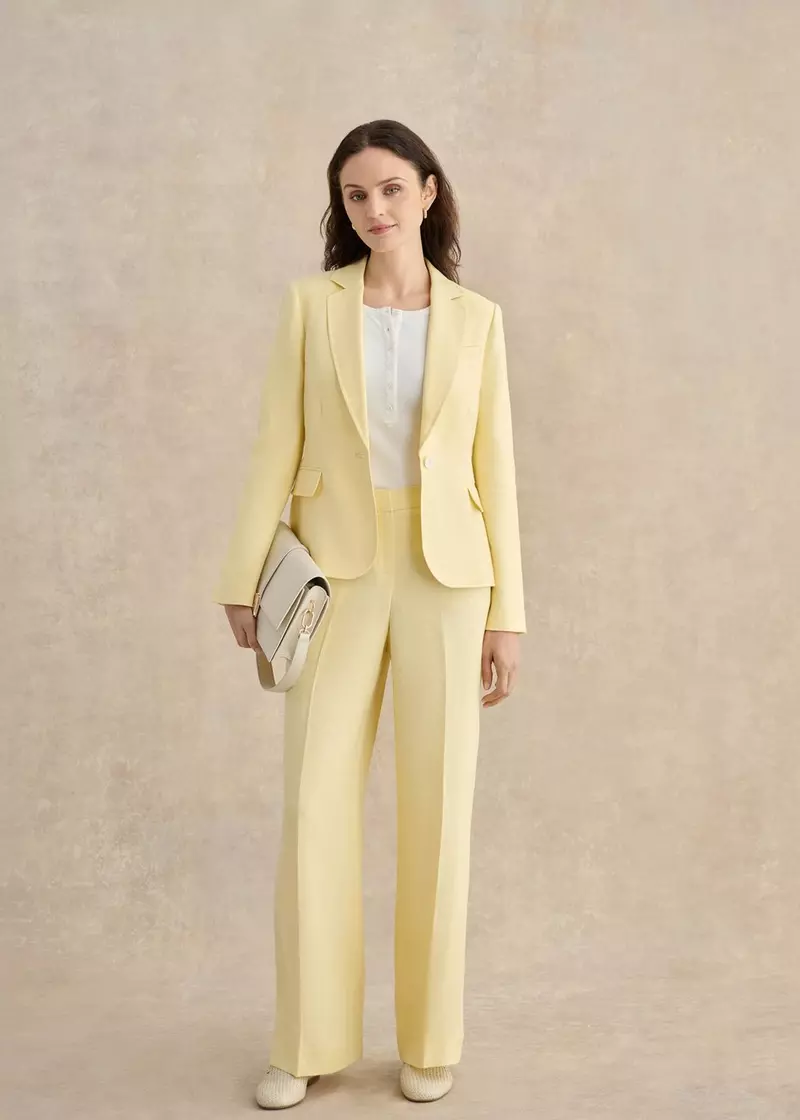 Adalee Linen Jacket, Soft Yellow, hi-res