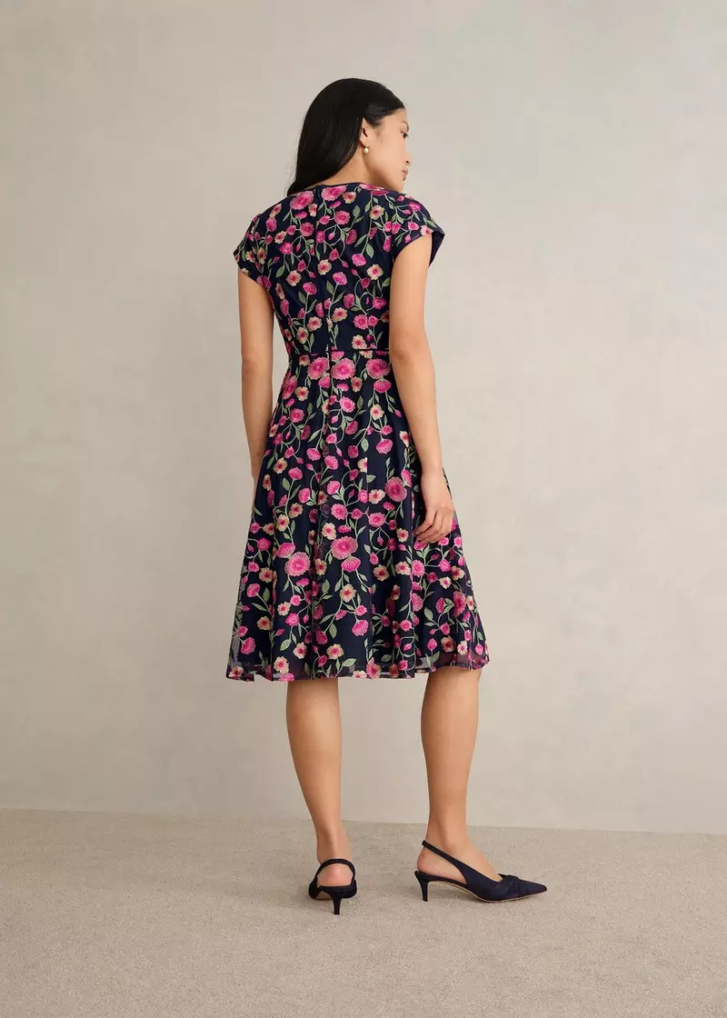 Petite Tia Embroidered Dress, Midnight Multi, hi-res