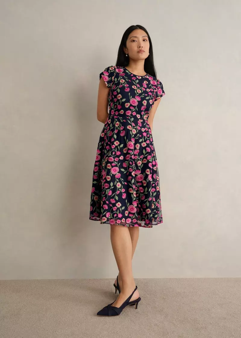 Petite Tia Embroidered Dress, Midnight Multi, hi-res