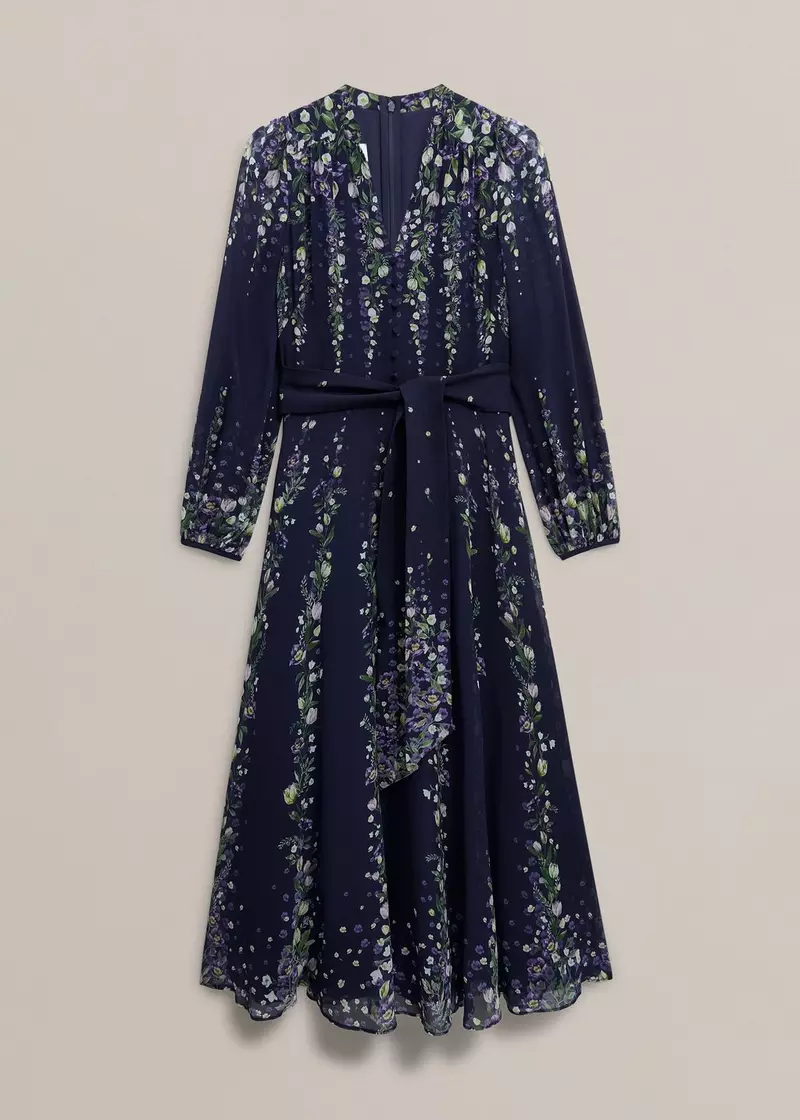 Ros Floral Silk Dress, Midnight Multi, hi-res