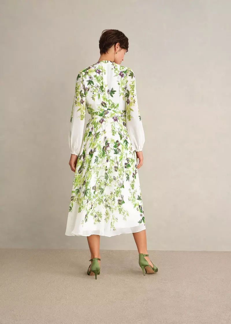Pia Silk Floral Dress, Ivory Multi, hi-res