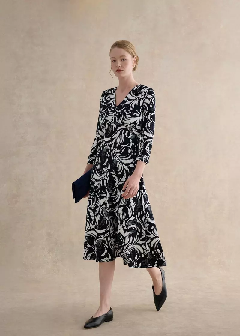 Petite Deborah Dress, Navy Ivory, hi-res