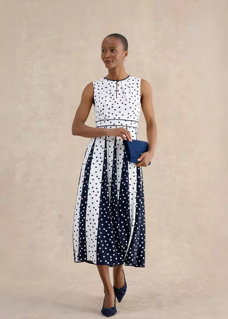 Angelica Spot Dress, Ivory Midnight, hi-res