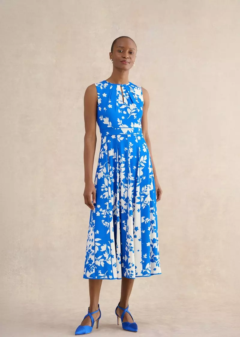 Petite Angelica Floral Dress, Blue Cream, hi-res