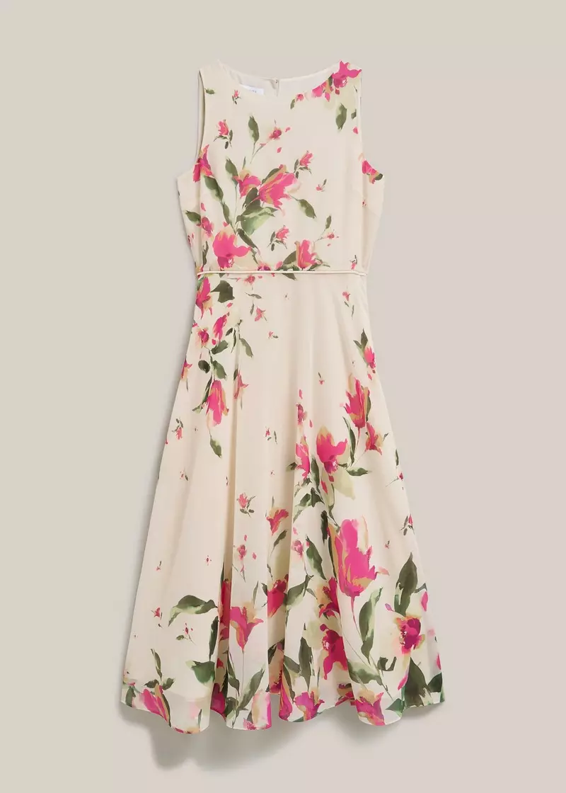 Petite Floral Carly Dress, Cream Multi, hi-res