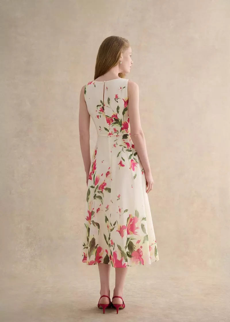 Petite Floral Carly Dress, Cream Multi, hi-res