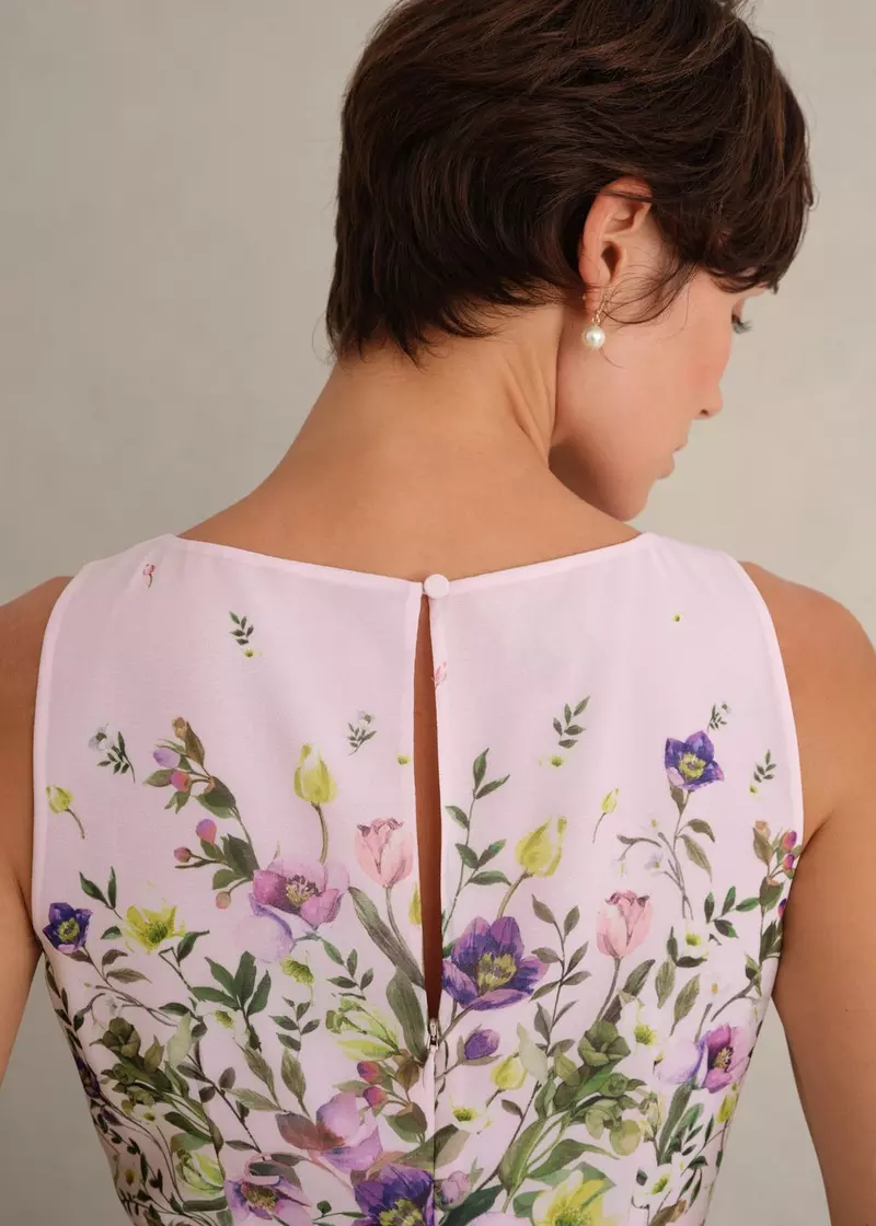 Petite Carly Floral Dress, Pale Pink Multi, hi-res