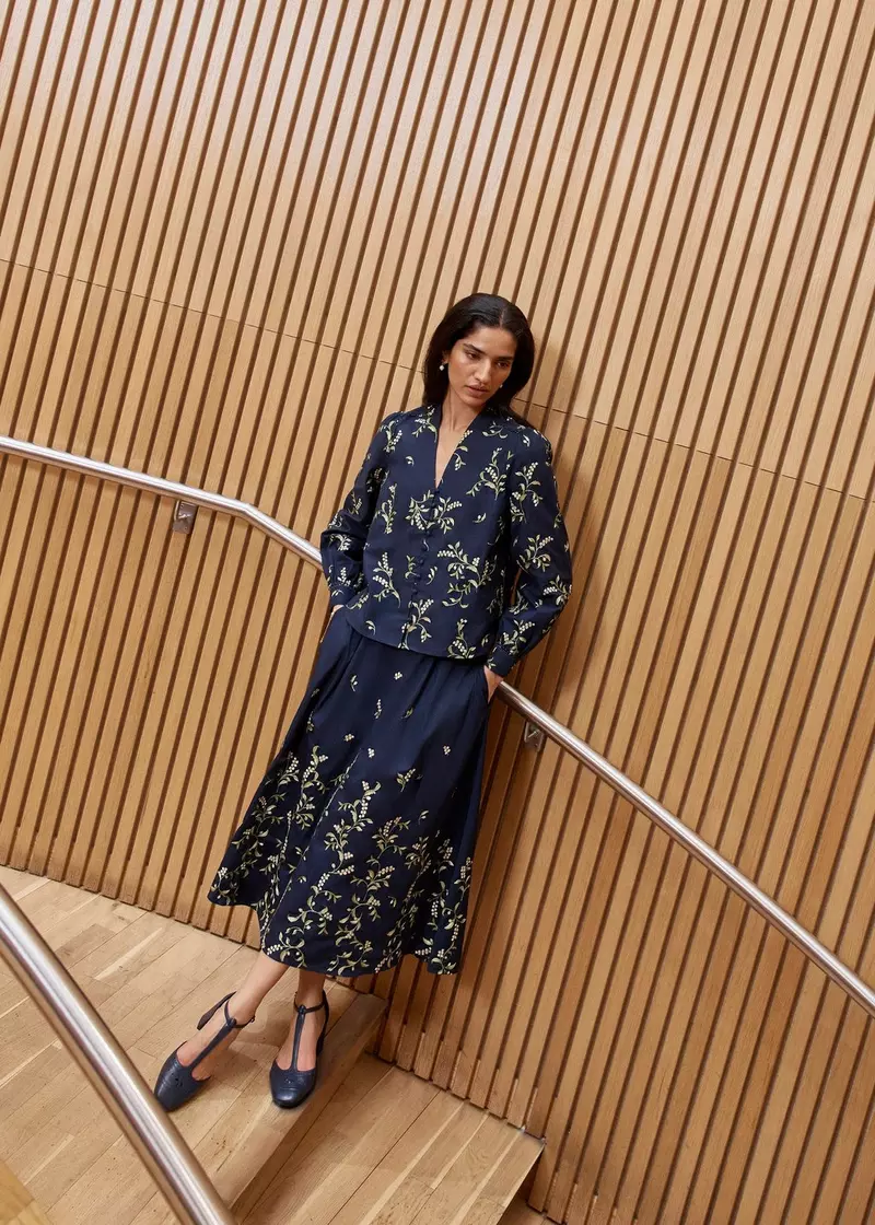 Annie Floral Embroidered Skirt, Midnight Multi, hi-res