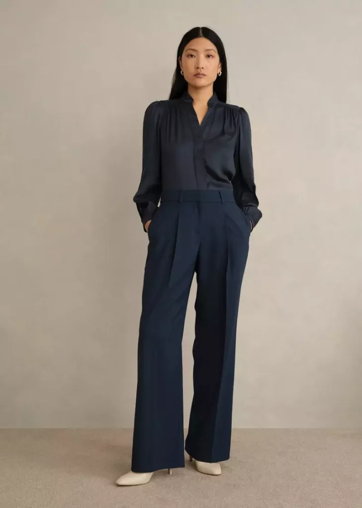 Lauren Wide Trousers, Dark Slate Blue, hi-res