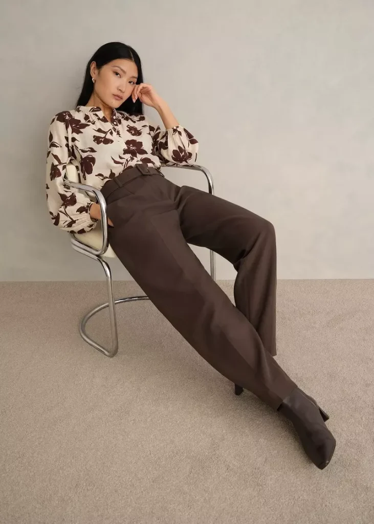 Trina Barrel Trousers, Deep Brown, hi-res