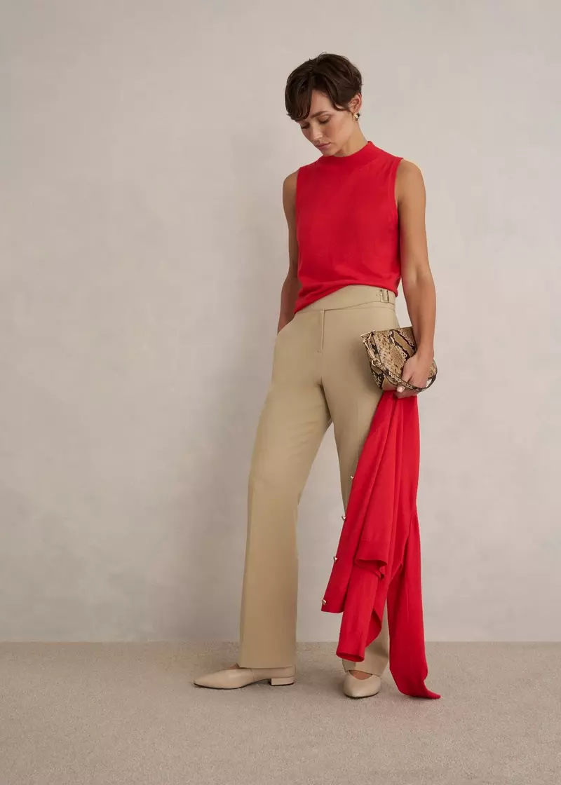 Leila Straight Leg Trousers, Fawn Beige, hi-res