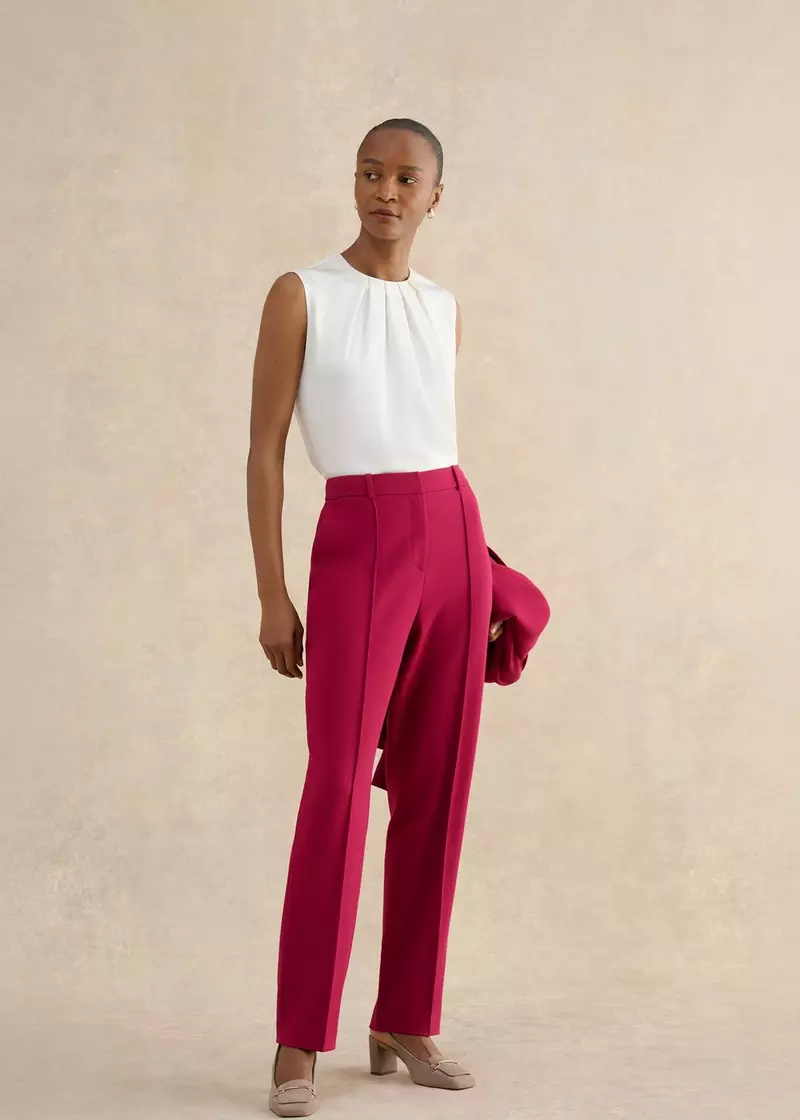 Petite Gemma Straight Leg Trousers, Beetroot Pink, hi-res
