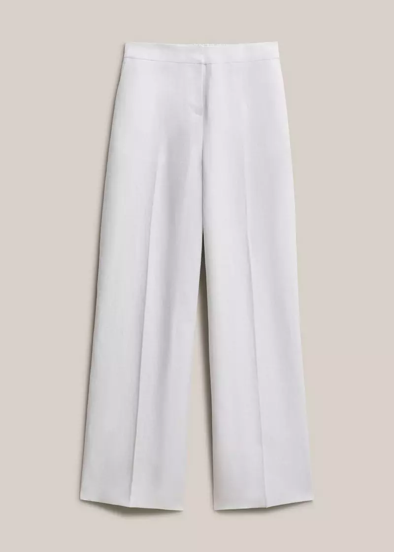 Alessia Linen Wide Leg Trousers, White, hi-res
