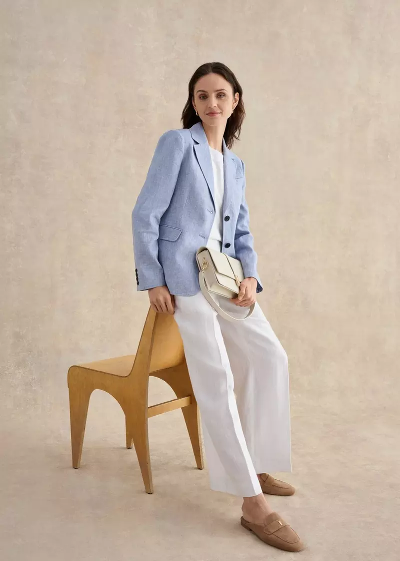 Alessia Linen Wide Leg Trousers, White, hi-res