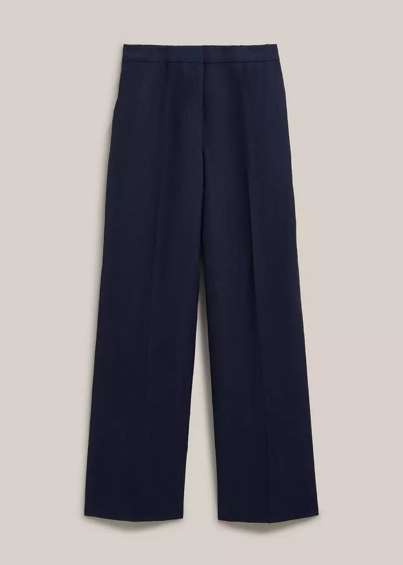 Petite Alessia Linen Wide Leg Trousers, Navy, hi-res