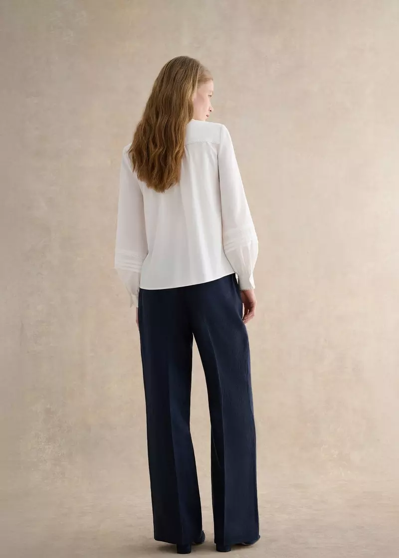 Petite Alessia Linen Wide Leg Trousers, Navy, hi-res