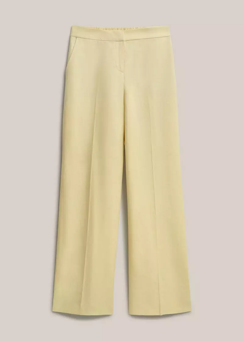 Petite Adalee Linen Wide Leg Trousers, Soft Yellow, hi-res