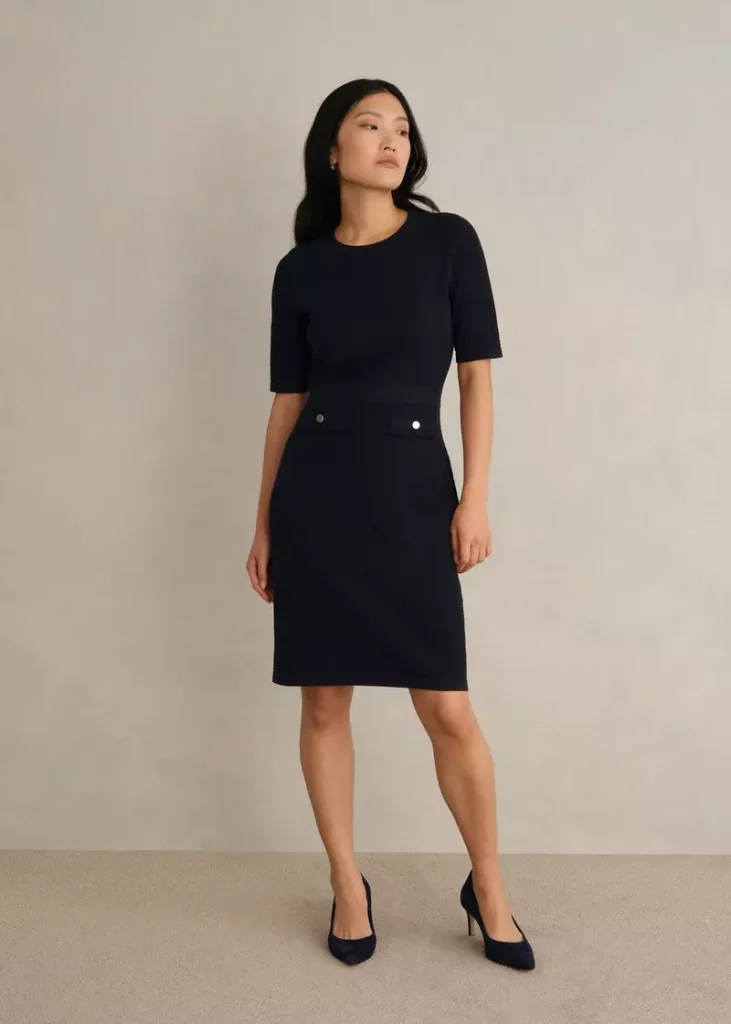 Petra Knitted Dress, Hobbs Navy, hi-res