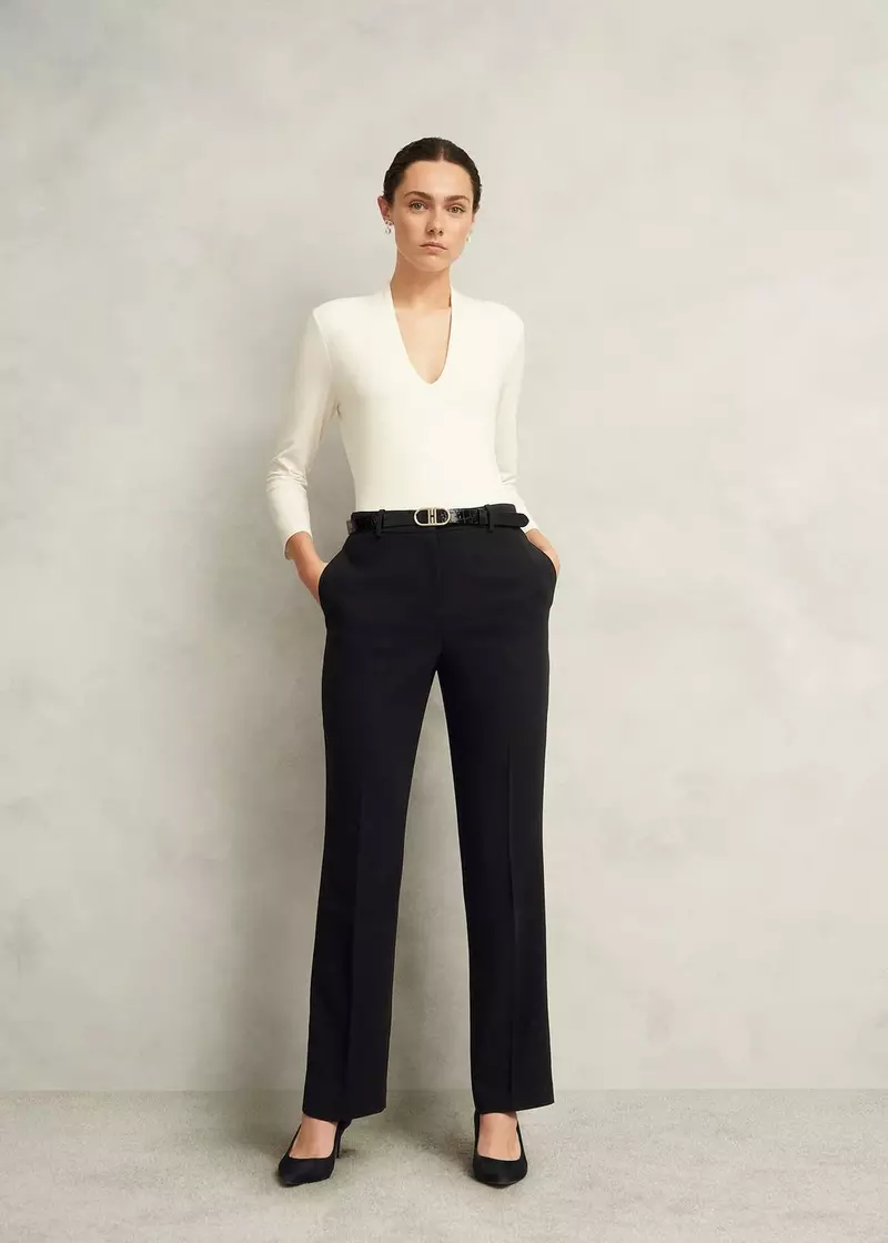 Petite Rae Straight Trousers, Black, hi-res